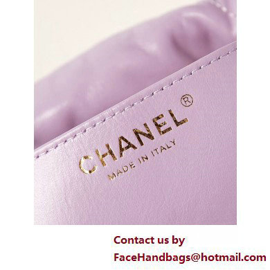 Chanel Shiny Calfskin  &  Gold-Tone Metal CHANEL 22 Mini Handbag AS3980 Lilac